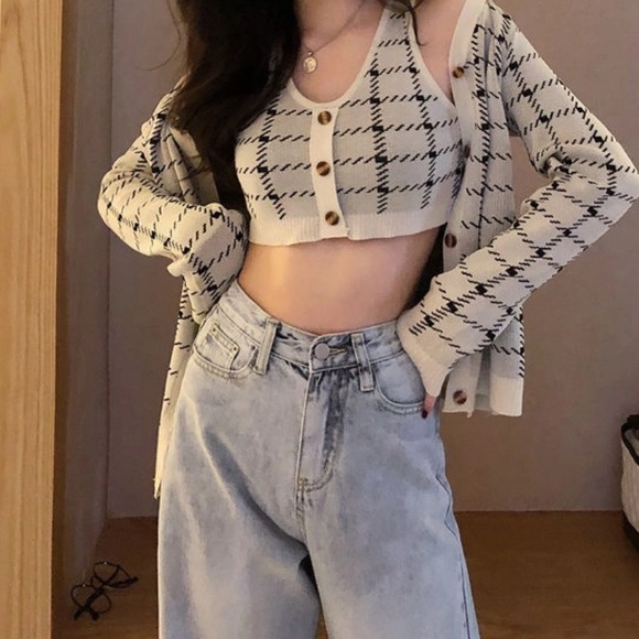 YESSTYLE plaid cardigan XS - Picture 1 of 2